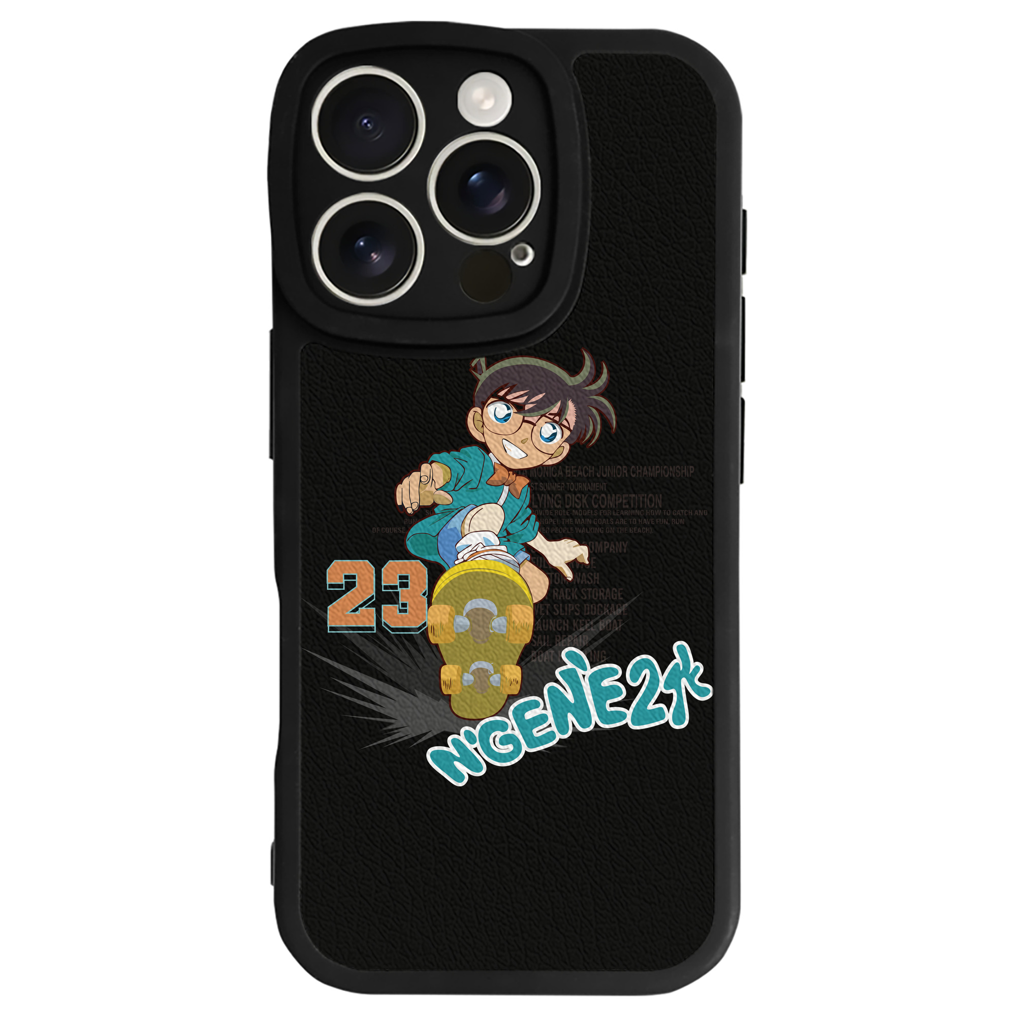 （画像用） 名探偵コナン 江戸川 コナン Detective Conan Conan Edogawa 【iPhone 16シリーズ対応】シリコンスマホケース（レザー調） 材質：シリコン